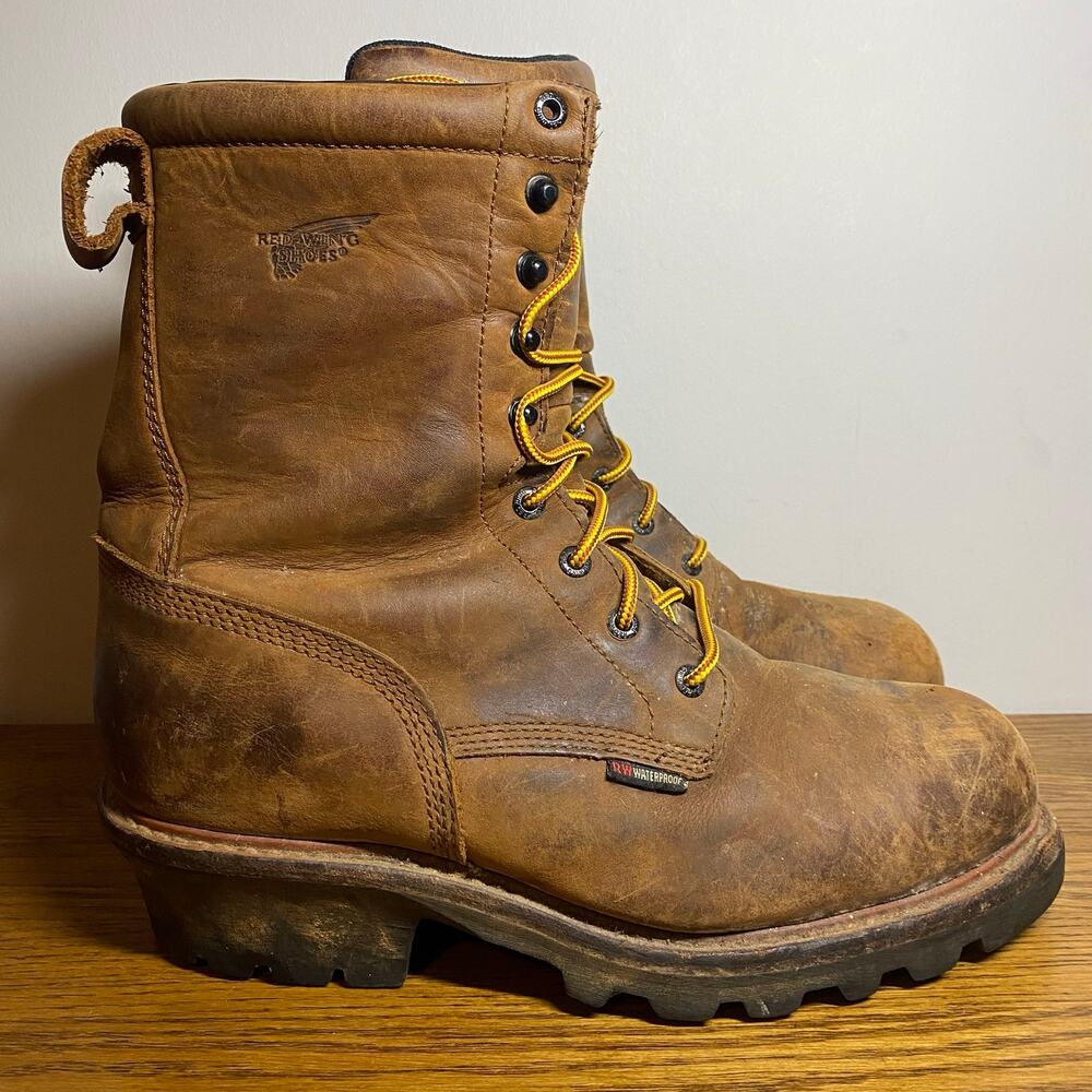 RED WING Shoes Mens 10.5 LoggerMax Steel Toe Waterproof Leather Work Boots 4417